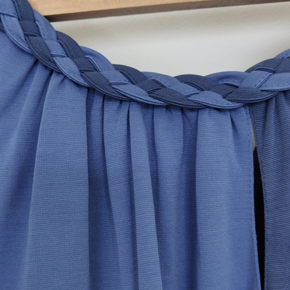 Two Blue Tones Maxi Dress with belt - Picture 2 of 8